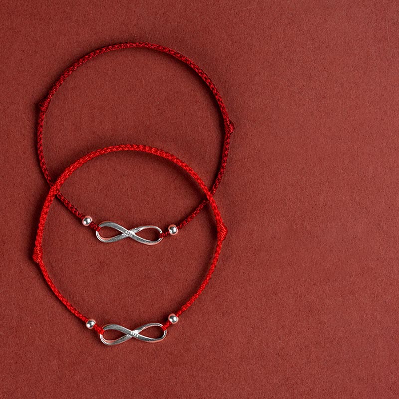 Buddha Stones 925 Sterling Silber Endless Knot Protection Luck Red String Armband Fußkettchen - image 22