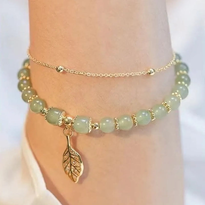 Perlenarmband mit Buddha Stonesn, Jadeblatt, Ginkgo-Tulpe, Erdnuss-Fu-Charakter, Glücksperlen - image 9