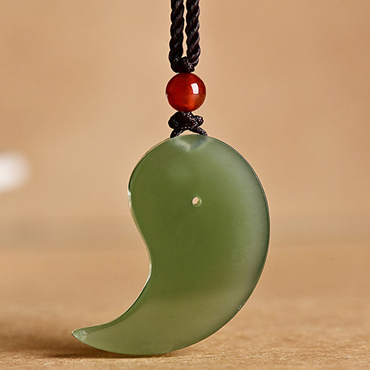 Yin Yang Weiß Jade Cyan Jade Schutz Segen Halskette String Anhänger - image 5
