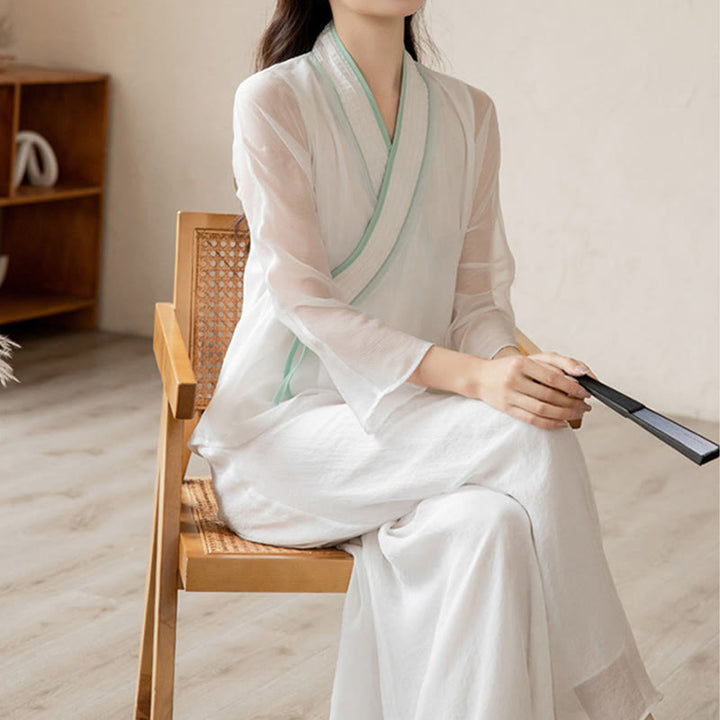 Retro-Gebet Zen spirituelle Meditation Praxis Chiffon Kleidung Damen Set