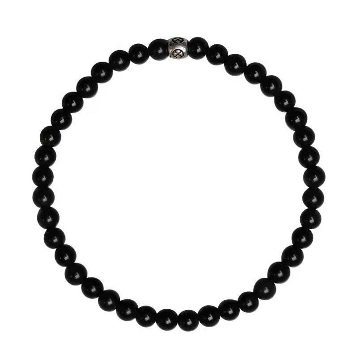 Buddha Stones natürliches schwarzes Obsidian-Rauchquarz-Reinigungs-Stärke-Armband
