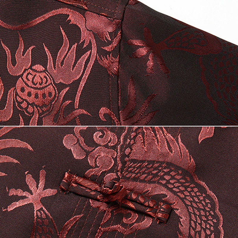 Buddha Stones Tang Anzug Männer Hanfu Chinesischer Drache Traditionelle Kleidung Kung Fu Hemd Uniform Langärmeliger Mantel Tops und Hosen Kleidung Herren Set - image 7