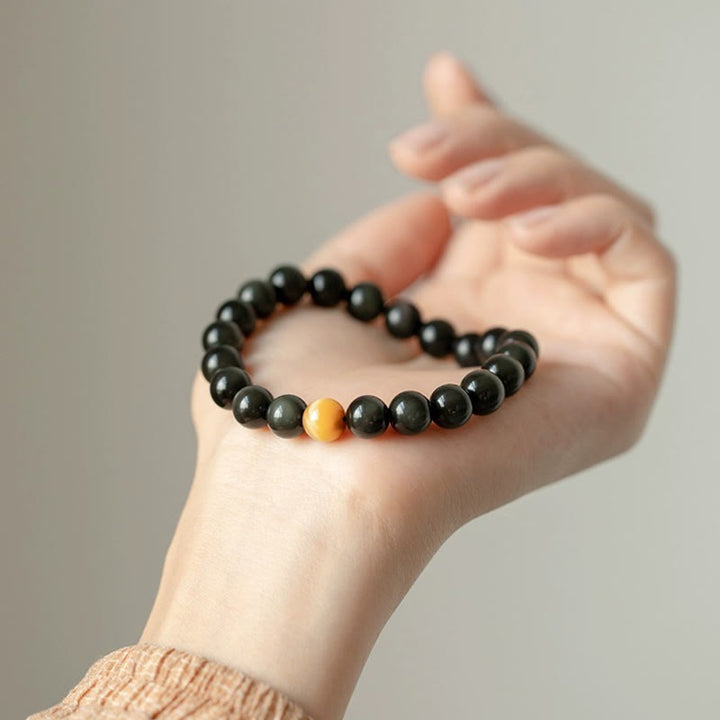 Buddha Stones natürliches Regenbogen-Obsidian-Tigerauge-Positive-Love-Armband