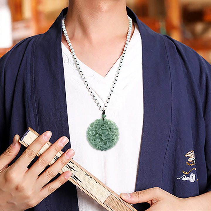 Buddha Stones Chinesisches Sternzeichen Drache Jade Fortune Halskette String Anhänger - image 4
