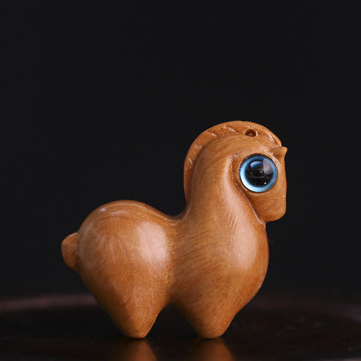 Buddha Stones, kleines Blatt, rotes Sandelholz, grünes Sandelholz, Glücks-Mini-Pferdeschutz-Dekoration - Sandelholzpferd (mittlere Größe 39*24*17mm) - image 9