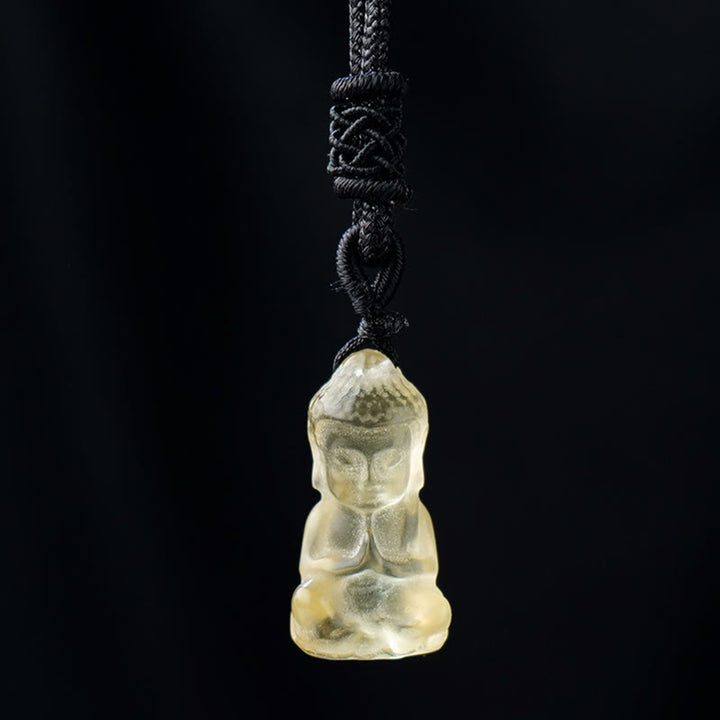 Buddha Stones, verschiedene Kristalle, Amethyst, rosa Kristall, Weiß Kristall, Citrin, Buddha, geschnitzt, spirituelle Heilung, Halskette, Anhänger, Dekoration