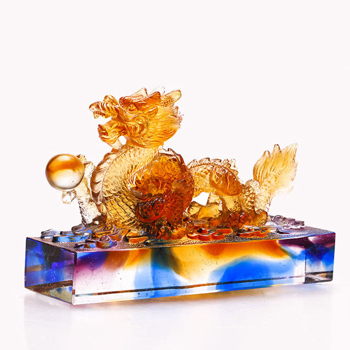 Buddha Stones, handgefertigt, mehrfarbig, Drachen-Liuli-Kristall, Kunststück, Schutz, Heim- und Bürodekoration - image 2