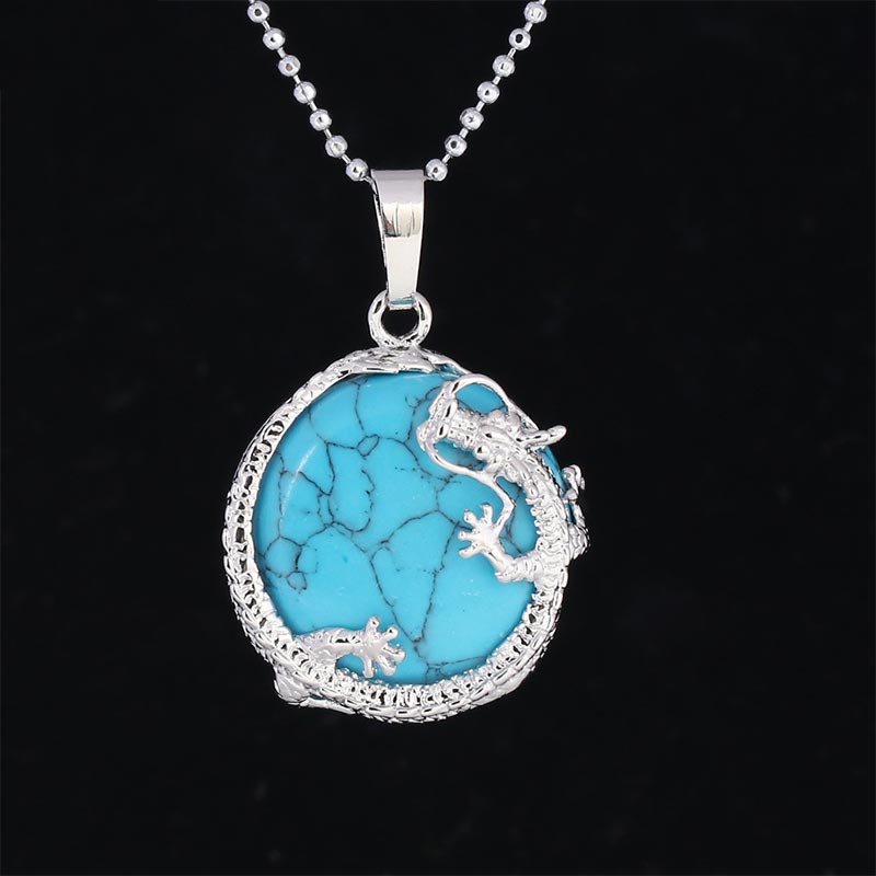 Buddha Stones, chinesischer Drache, natürlicher Quarzkristall, heilende Energie, Halsketten-Anhänger - Blau Türkis - image 29