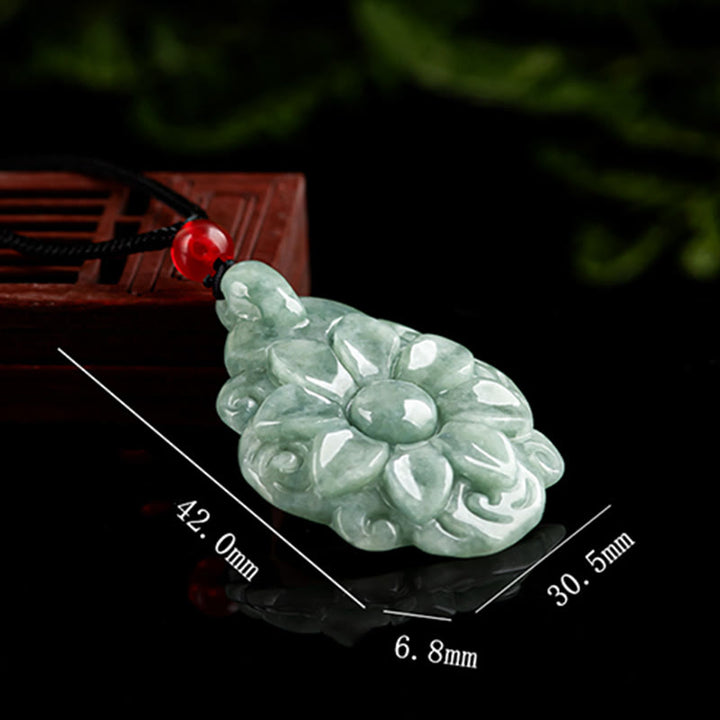 Buddha Stones Natürliche Jade Kalanchoe blossfeldiana Blumenmuster Glück Halskette Anhänger
