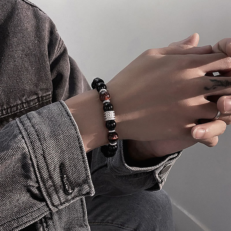 Buddha Stones natürliches schwarzes Obsidian-Tigerauge-Armband zur Krafterfüllung - image 16