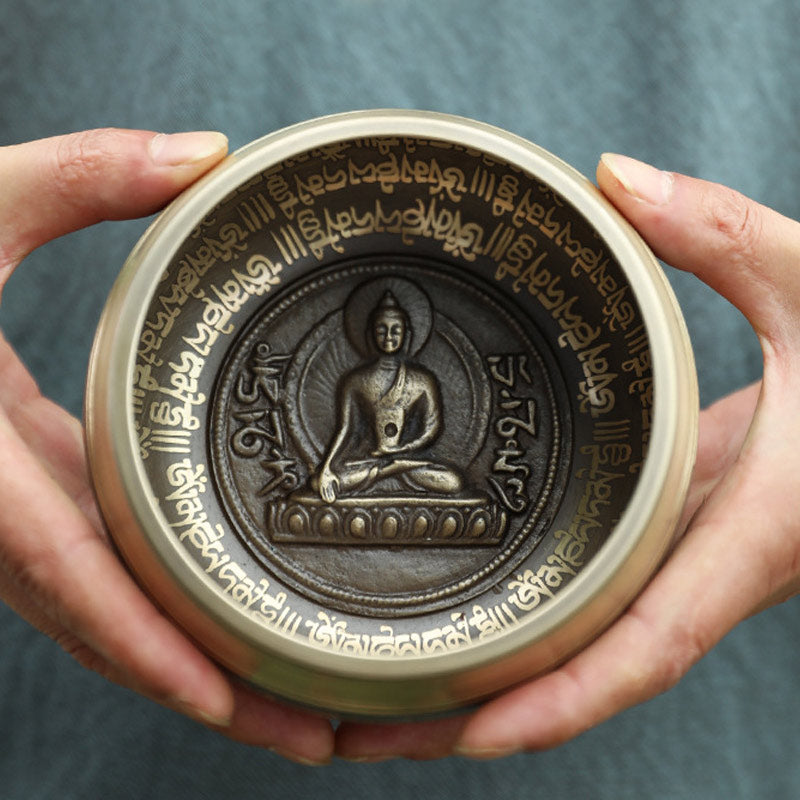 Tibetische Klangschale, handgefertigt für Konzentration und Meditation, friedvolles Glück, Klangschalen-Set - image 0