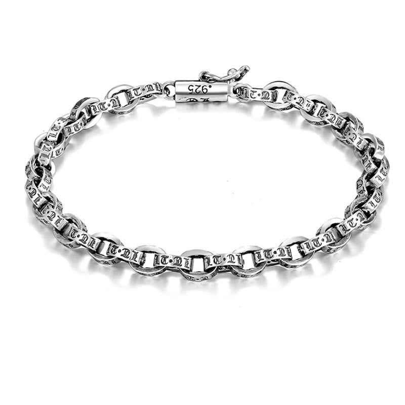 Buddha Stones 925 Sterling Silber Om Mani Padme Hum geschnitztes Design Kreativität Metallarmband - image 1