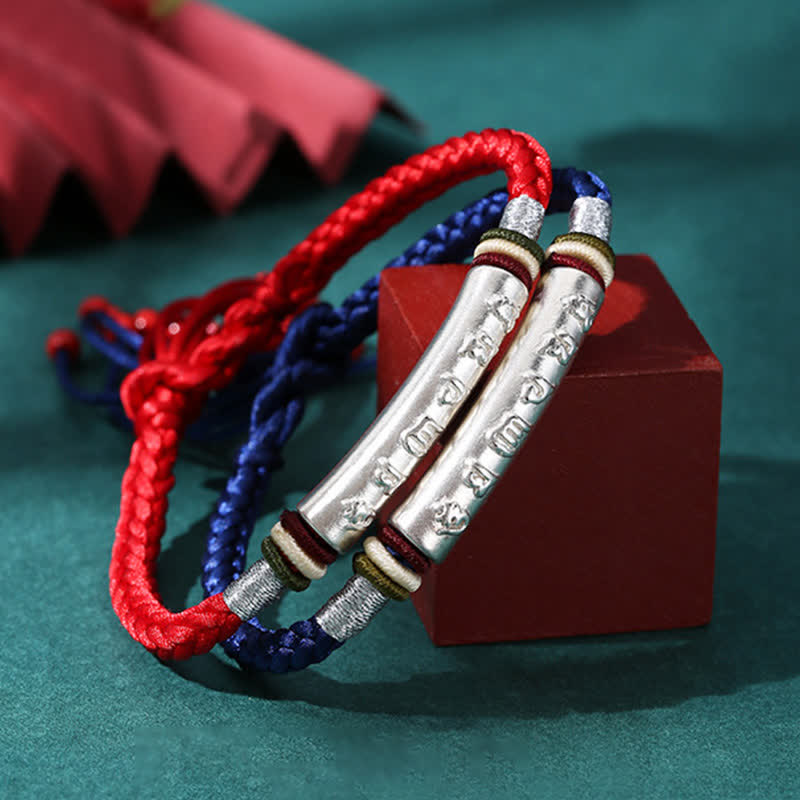 Buddha Stones 999 Sterling Silber Om Mani Padme Hum Schutz Stärke String Armband - image 1