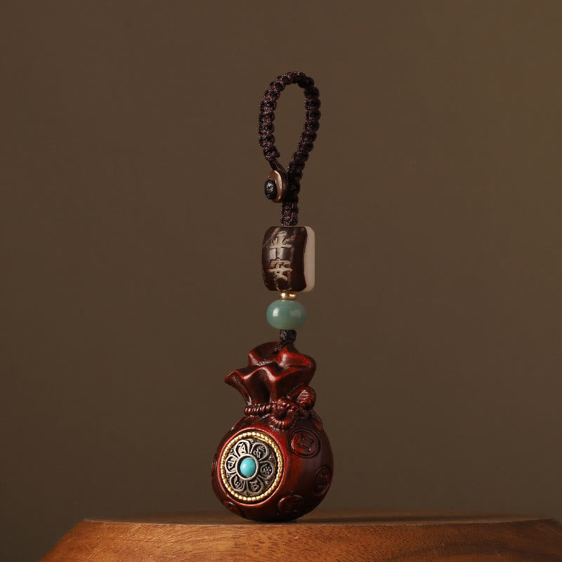 Buddha Stones, kleines Blatt, rotes Sandelholz, grünes Sandelholz, Geldbeutel, Om Mani Padme Hum, drehbarer Schutz, Hängedekoration - Kleinblättriges rotes Sandelholz (Schützt vor bösen Geistern♥) - Schlüsselanhänger - image 0