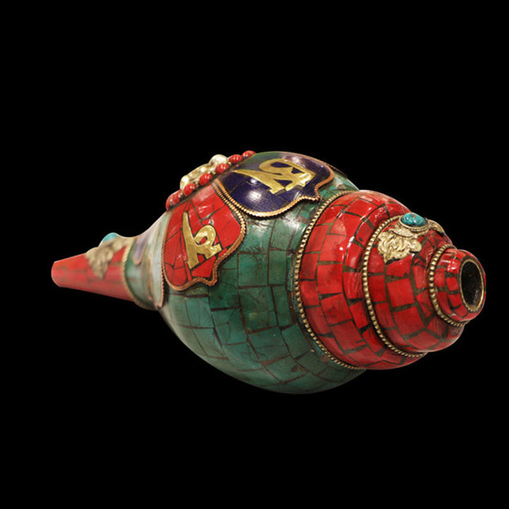 Tibetische handgemachte Shankha Om Mani Padme Hum Buddha Muschel Glücksdekoration - image 13