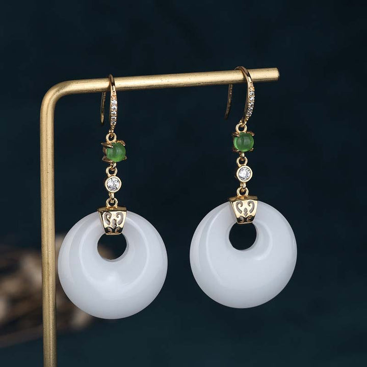 FengShui Weiß Jade-Segen-Tropfenohrringe