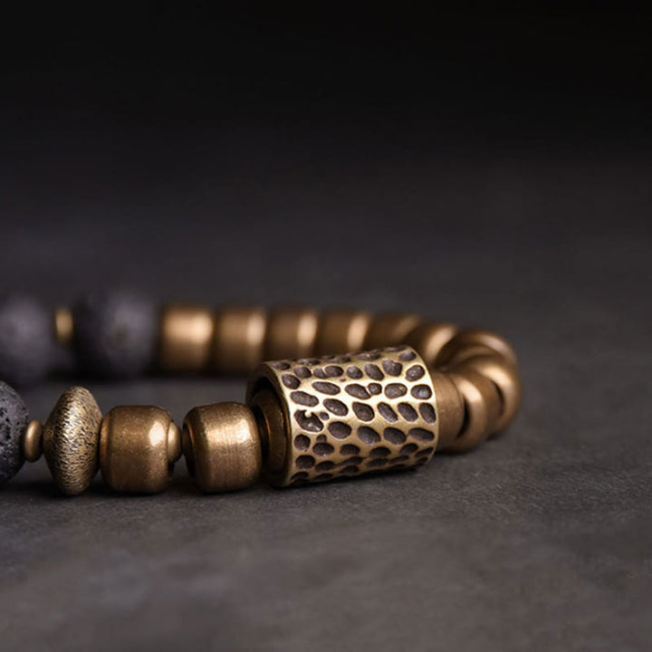 Buddha Stones ​​Lavastein Regenbogen-Obsidian Messing Unterstützungs-Heilarmband - image 4
