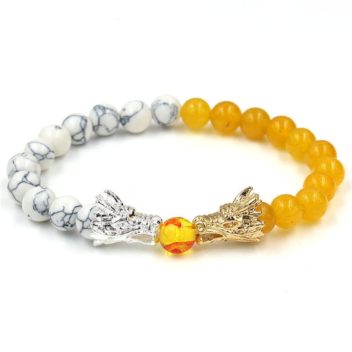 Buddha Stones Weiß Türkis Lava Rock Dragon Blessing Perlenarmband - image 9