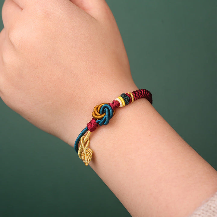 Buddha Stones Tibetisches handgefertigtes Mandala-Knoten-Blatt-Glücksseil-Armband - image 1