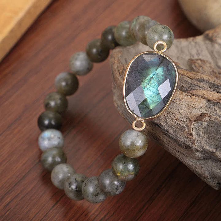 Buddha Stones Natürliches Labradorit-Mondstein-Perlenarmband zur Unterstützung der Heilung - image 1