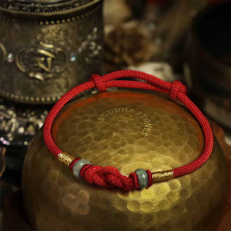Glücksbringer-Armband mit rotem Jade-Glücksknoten und geflochtenem Paar-Armband