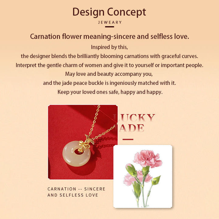 Buddha Stones Halsketten-Anhänger aus 925er-Sterlingsilber, natürlicher Hetian-Jade, Nelke, Blume, Wohlstand - image 8