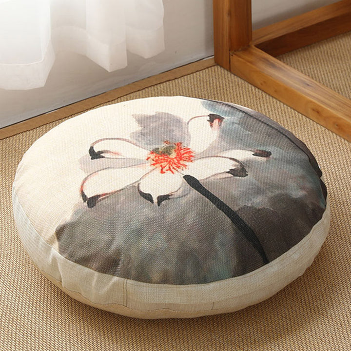 Lotus einfaches Muster Leinen Meditation Sitzkissen Home Wohnzimmer Dekoration - Abnehmbar - 40 cm * 10 cm - OldLace - image 33