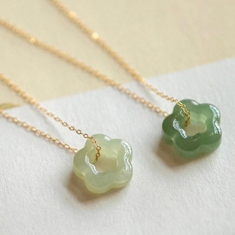 Buddha Stones Zierliche Hetian Jade Cyan Jade Glück Blumen Charm Halskette Anhänger - image 0