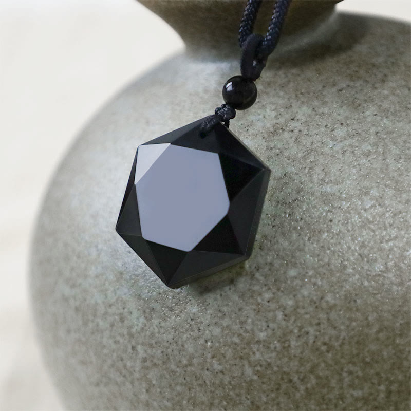 Schwarze Obsidian Talisman Purify Anhänger Halskette