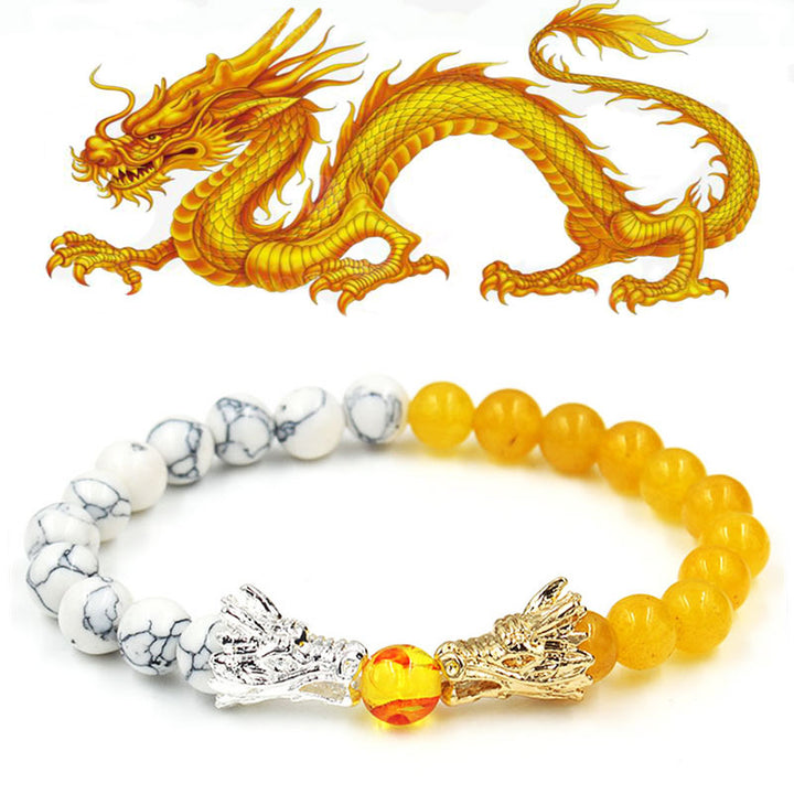 Buddha Stones Weiß Türkis Lava Rock Dragon Blessing Perlenarmband - image 8