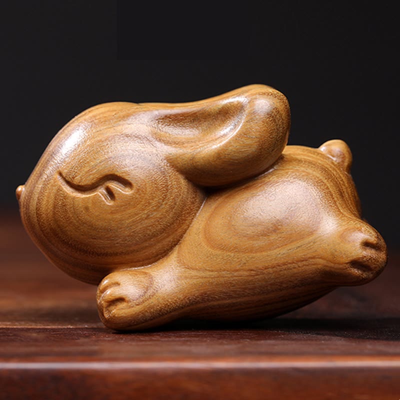 Buddha Stones Green Sandelwood Small Mini Cute Rabbit Bunny Peace Dekorationen - image 1