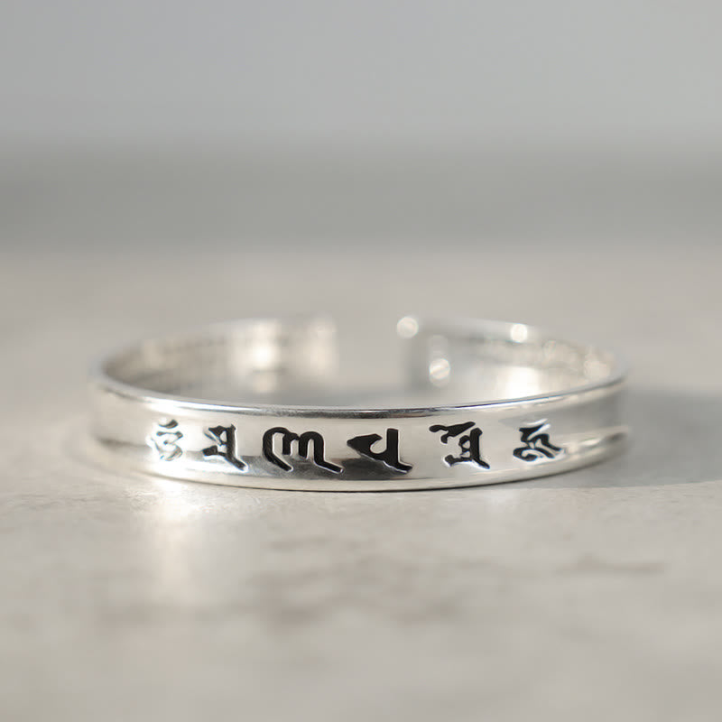 Armband aus Weiß Kupfer mit tibetischem Mantra und Buddha Stonesn - image 2