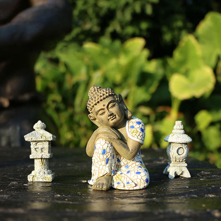 Meditierender Zen-Buddha-Gelassenheitsharz-Statuenfigur, Heimdekoration - image 3