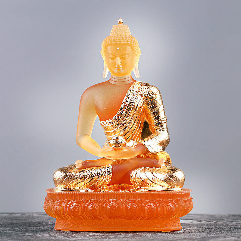 Buddha-Steine ​​Buddha handgefertigte Figur Liuli Kunstwerk Gelassenheitsstatue Heimdekoration - Goldener Buddha - image 0