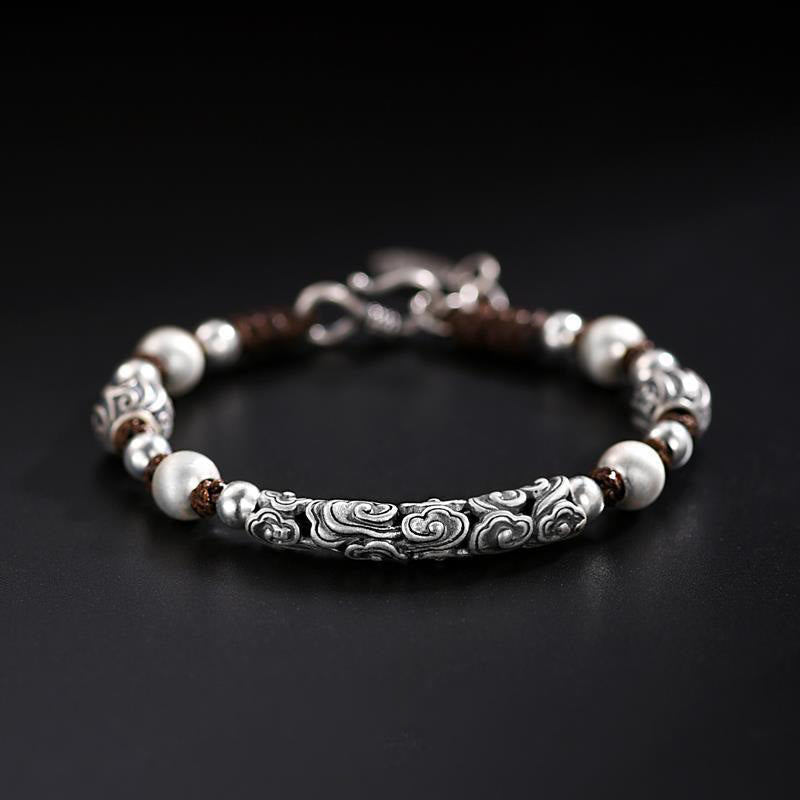 Buddha Stones Tibet Handgefertigtes Kupfer 999 Sterling Silber Glückswolken-Reichtum-Schnur-Armband - Kupferne Glückswolke - image 0
