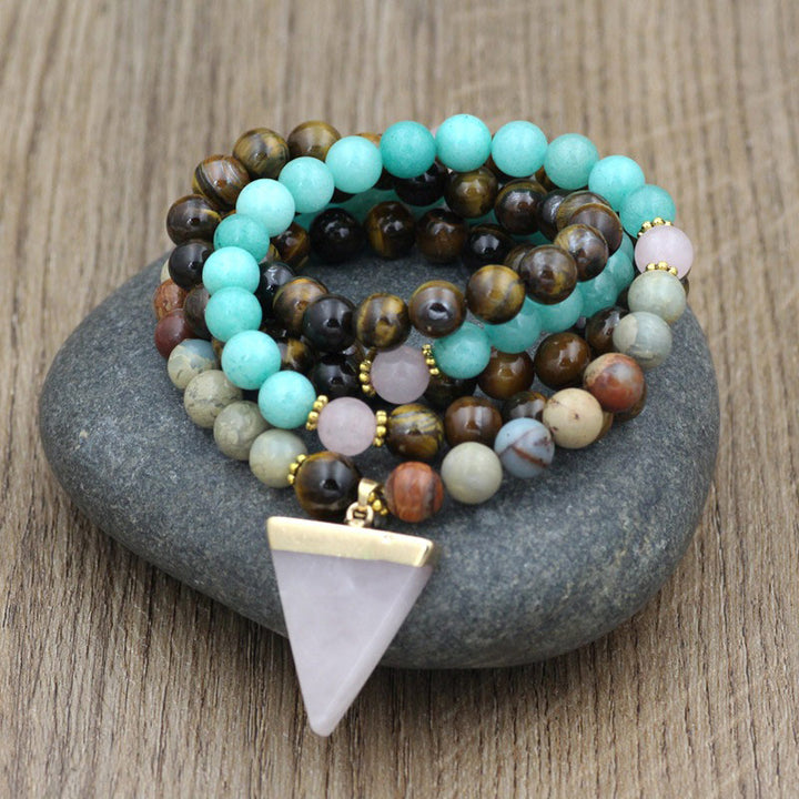 Buddha Stones 108 Perlen Naturstein Tigerauge Mala Heilarmband - 8 mm (Natursteine, Farbe kann variieren) - image 0