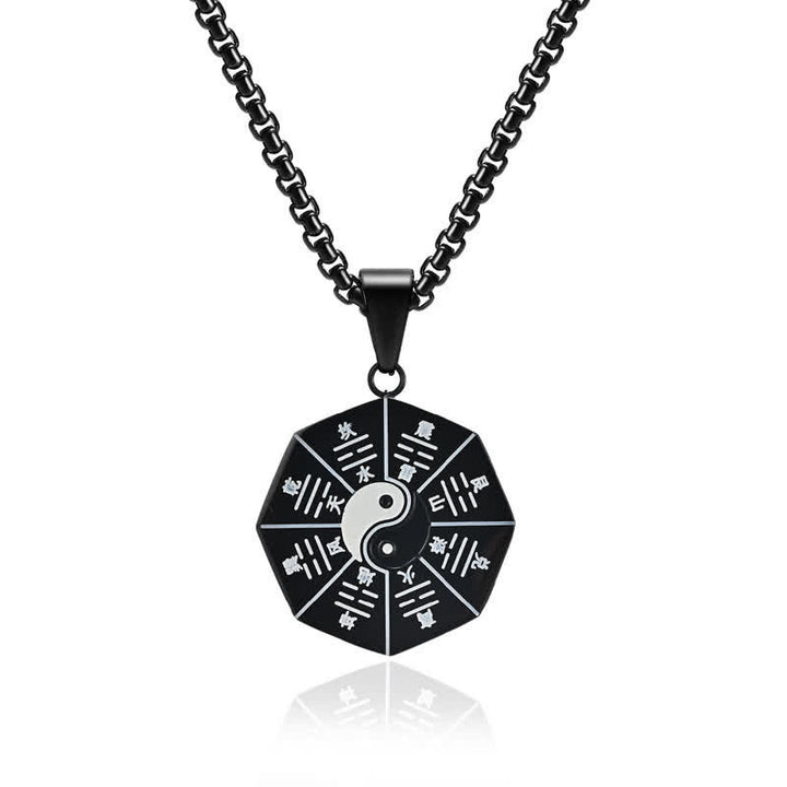 Bagua Yin Yang Balance-Halskettenanhänger aus Titanstahl - Schwarz - image 1