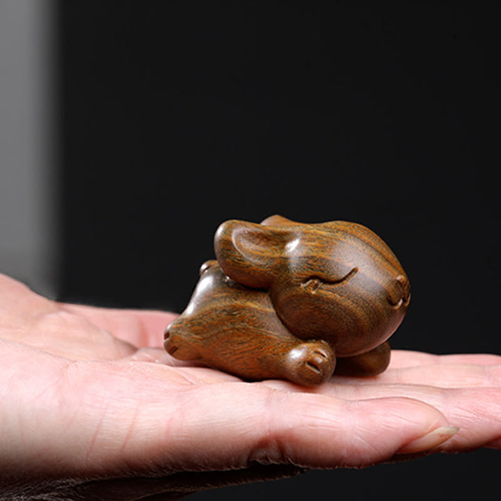Buddha Stones Green Sandelwood Small Mini Cute Rabbit Bunny Peace Dekorationen - image 17