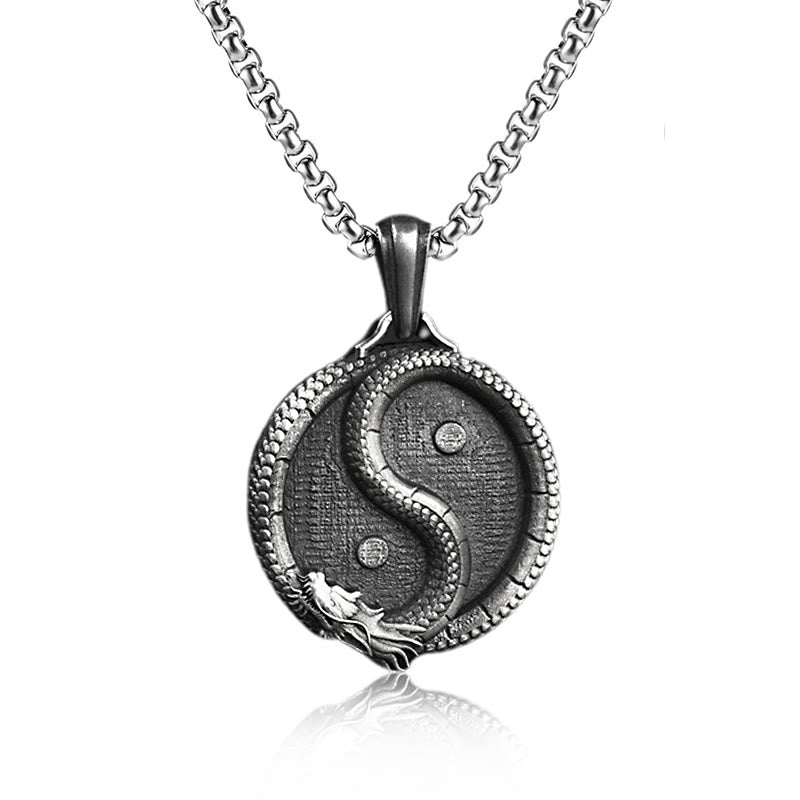 Buddha Stones ​​aus reinem Zinn, Yin-Yang-Drache, Glücksstärke, Halsketten-Anhänger - Anhänger & Gemeinsame Kette - image 4