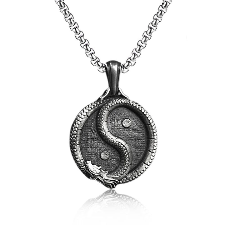 Buddha Stones ​​aus reinem Zinn, Yin-Yang-Drache, Glücksstärke, Halsketten-Anhänger - Anhänger & Gemeinsame Kette - image 4
