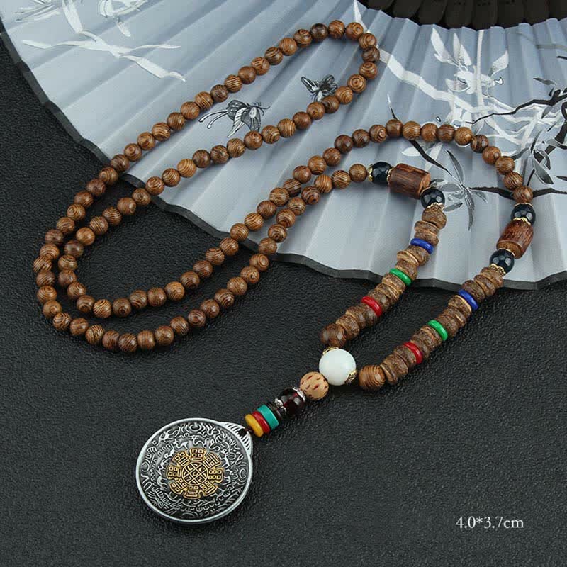 Buddha Stones, tibetische Om Mani Padme Hum Gebetsmühle, Rotation, Vajra-Holz-Halsketten-Anhänger - Neun Palast Acht Trigramme - image 19