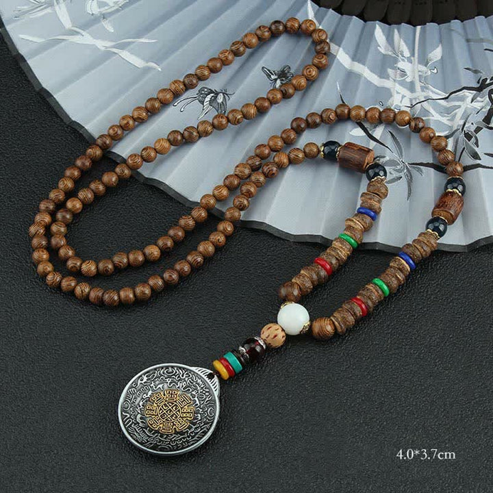 Buddha Stones, tibetische Om Mani Padme Hum Gebetsmühle, Rotation, Vajra-Holz-Halsketten-Anhänger - Neun Palast Acht Trigramme - image 19