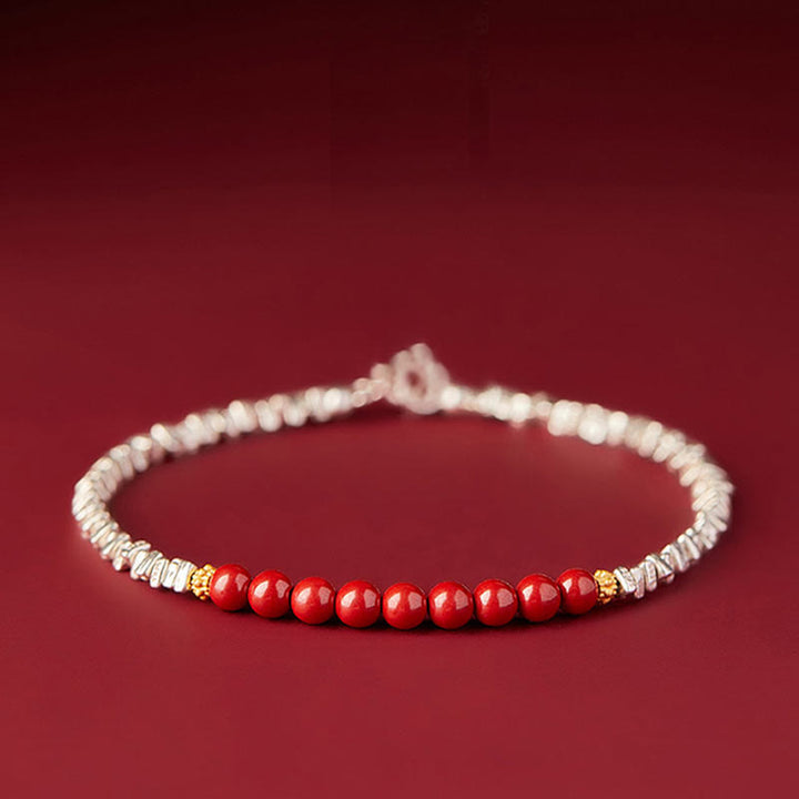 Buddha Stones 925 Sterling Silber Cinnabar Fu Charakter Segensarmband - Zinnober (Handgelenkumfang 15-18 cm) - image 0