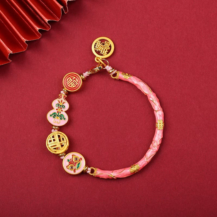 Buddha Stones Tibetisches Kalebassen-Armband mit Löwenmotiv – Symbol für Glück und Wohlstand - Rosa - image 8