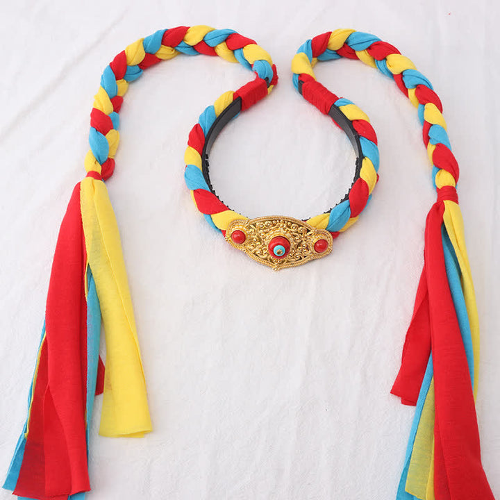 Tibetische bunte Quastenperlen Haarschmuck Haarschmuck - Gelb - Prismatisch - image 12
