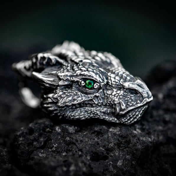 Buddha Stones, reines Zinn, Drachenkopf, Glücksschutz, Metall-Halsketten-Anhänger - Drache (Schutz ♥ Erfolg) - image 1