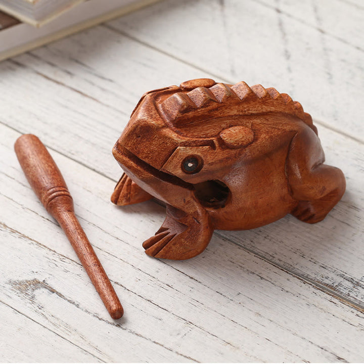 Buddha Stones, handgefertigt, FengShui, Reichtum, Glück, Frosch, Mini-hölzerner krächzender Frosch, Guiro-Dekoration - image 5
