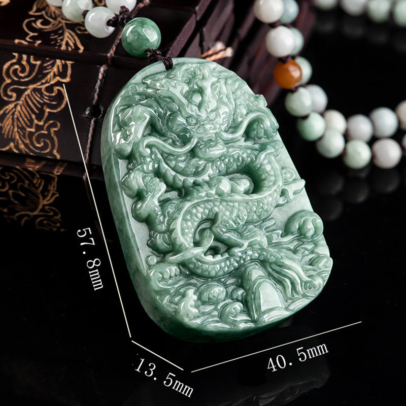 Buddha Stones, chinesisches Sternzeichen, Drache, Jade, Wohlstand, Halskette, Perlenschnur-Anhänger