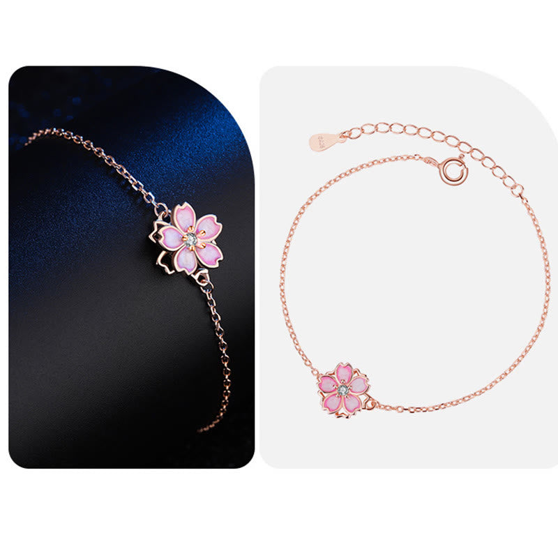 Buddha Stones 925 Sterling Silber Kirschblüten-Segen-Kettenarmband, drehbarer Ring - image 12