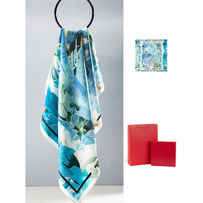 Buddha Stones, Dschungel-Ölgemälde, verheißungsvolle Wolken, Schal aus 100 % Maulbeerseide, doppelseitiger Seidenhalsschal der Premiumklasse 6A - Land der Mangroven - image 9